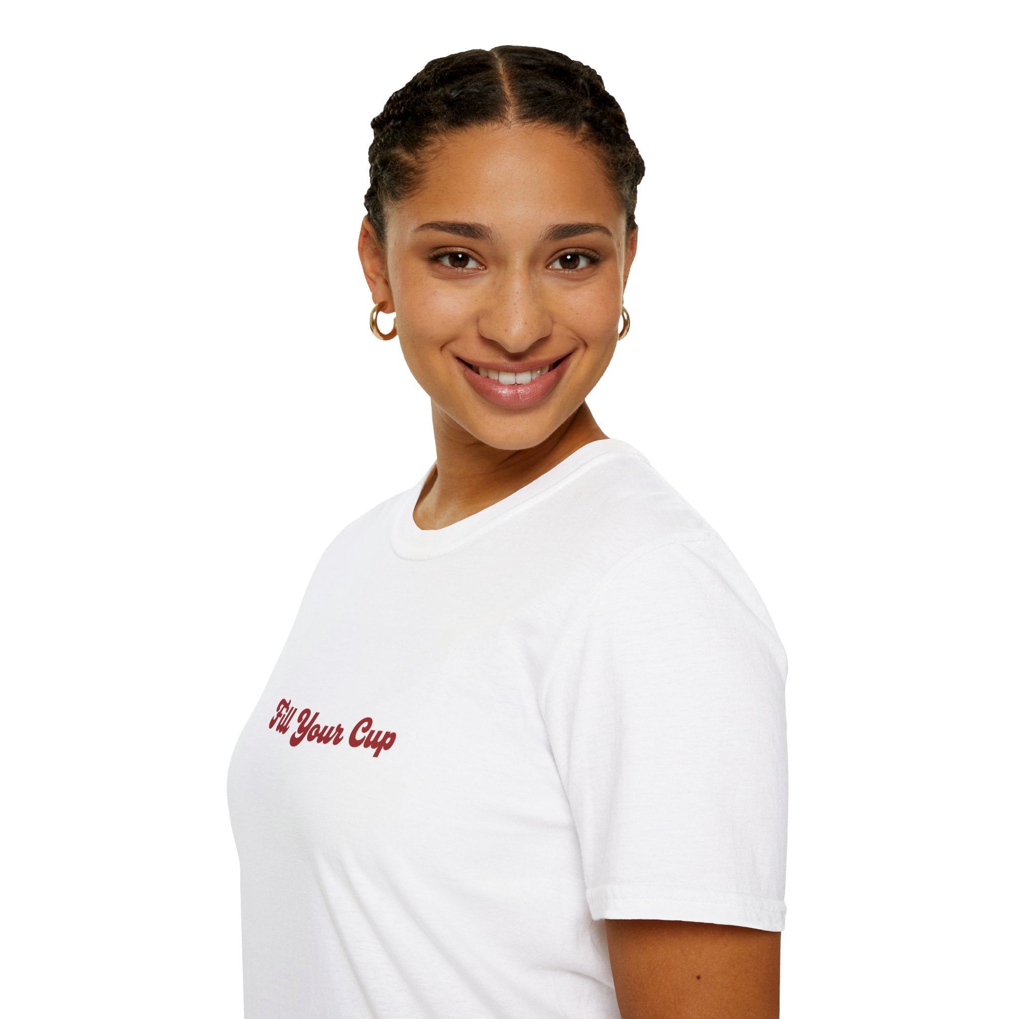 Fill Your Cup T-Shirt — Cozy Motivational Tee with Script Text