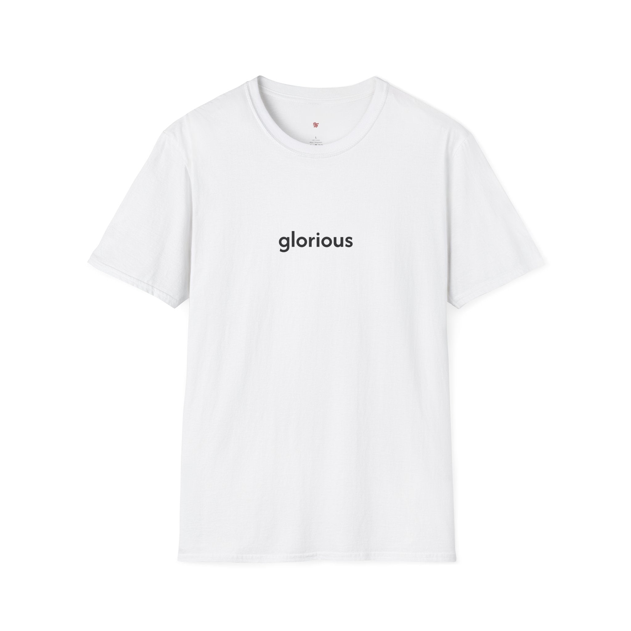 Glorious Minimalist Tee — 'glorious' Text Shirt