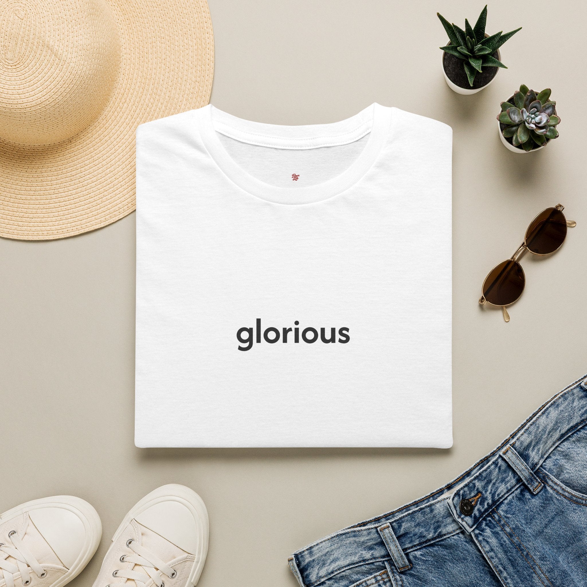 Glorious Minimalist Tee — 'glorious' Text Shirt