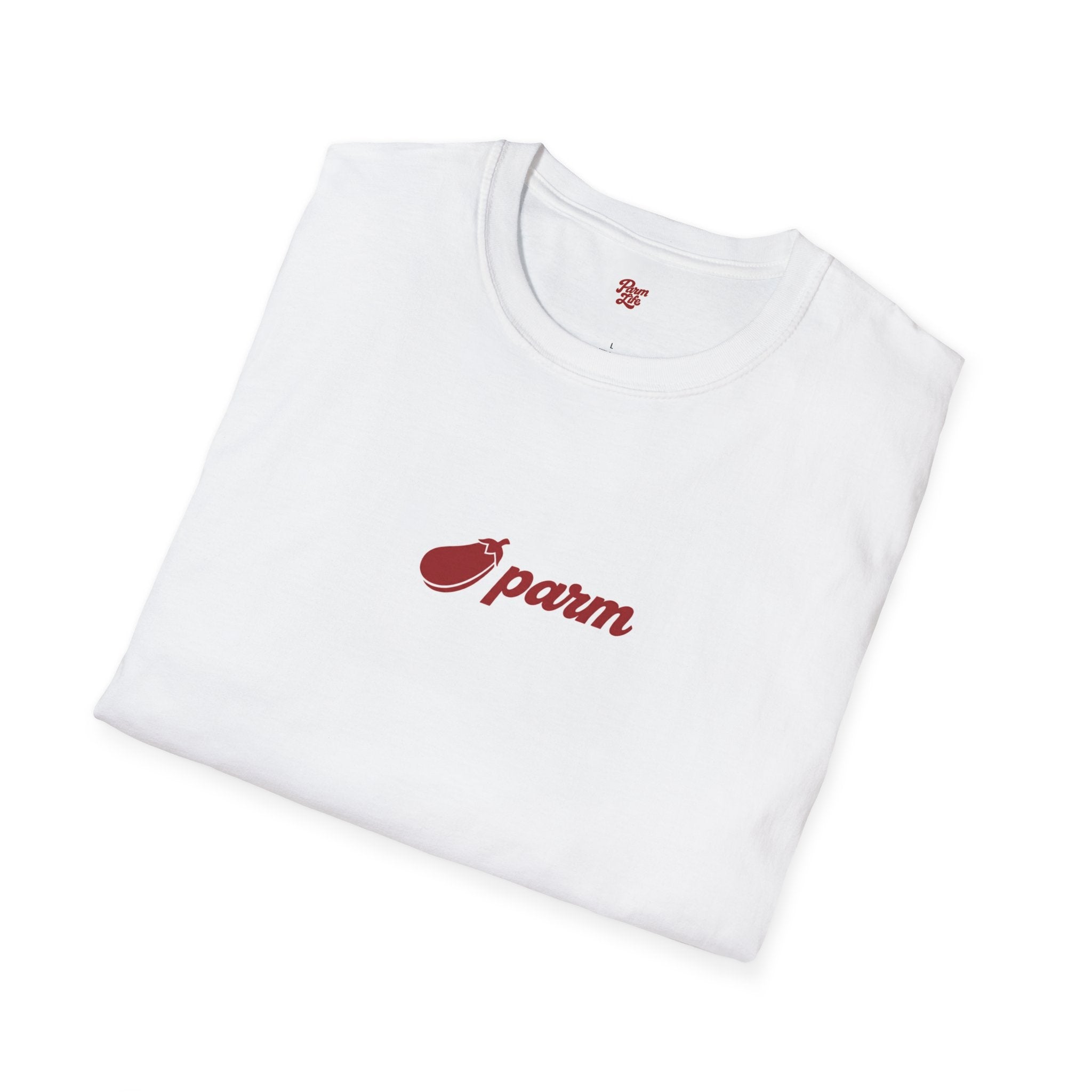 T-Shirt — 'parm' Red Eggplant Logo Tee