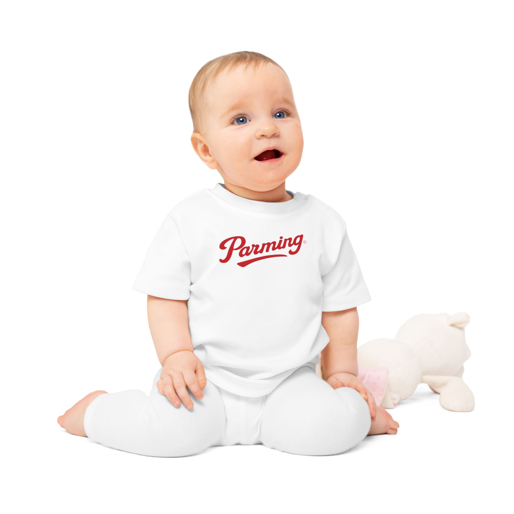 Parming Script Logo Baby T-Shirt | Minimal Retro Infant Tee