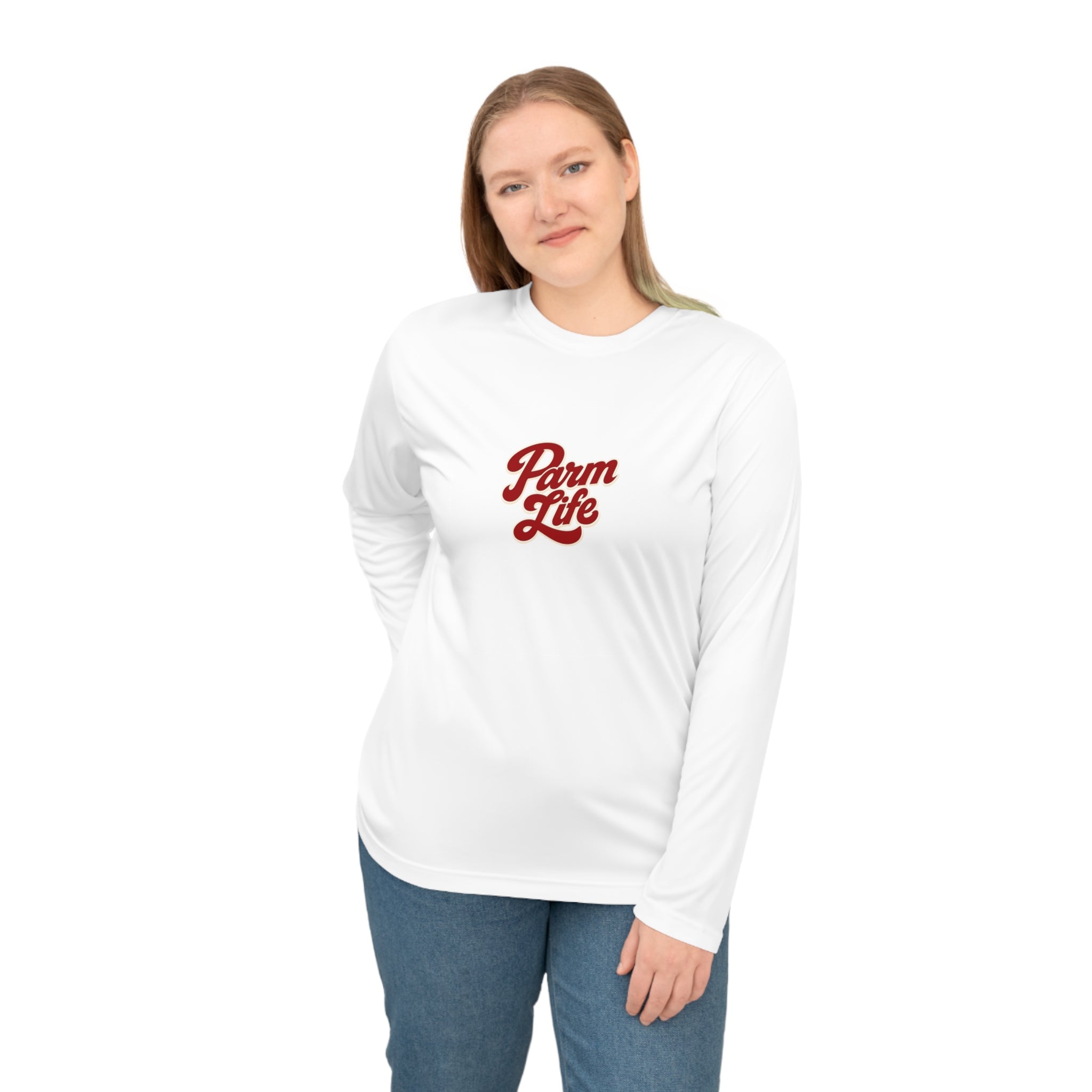 Long Sleeve Shirt — "Farm Life" Performance Top with "Parming" Back Script